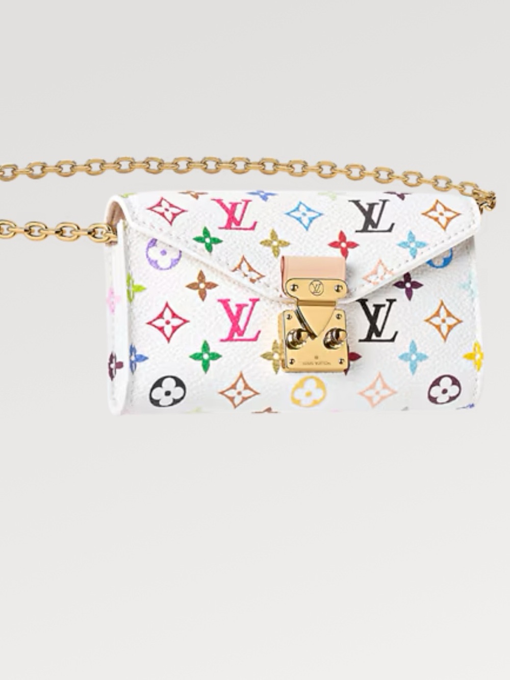 Louis Vuitton MURAKAMI White Multicolor Monogram  with Gold Chain belt bag - Picture 14 of 15